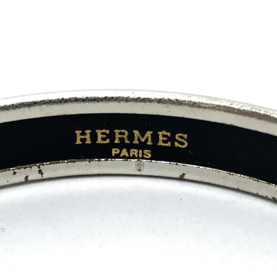 HERMES Bangle metal black Fan Curryche Emaille PM Women Used Authentic