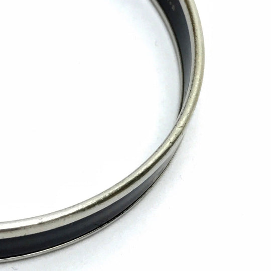 HERMES Bangle metal black Fan Curryche Emaille PM Women Used Authentic