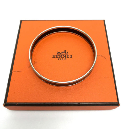HERMES Bangle metal black Fan Curryche Emaille PM Women Used Authentic