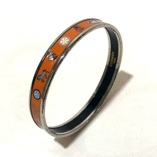 HERMES Bangle Cloisonne Orange Men's Women Emaille PM unisex(Unisex) Used Authentic