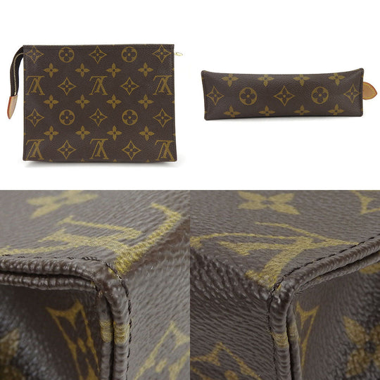 LOUIS VUITTON Pouch M47544 Monogram canvas, leather Brown posh toilette 19 Women Used Authentic