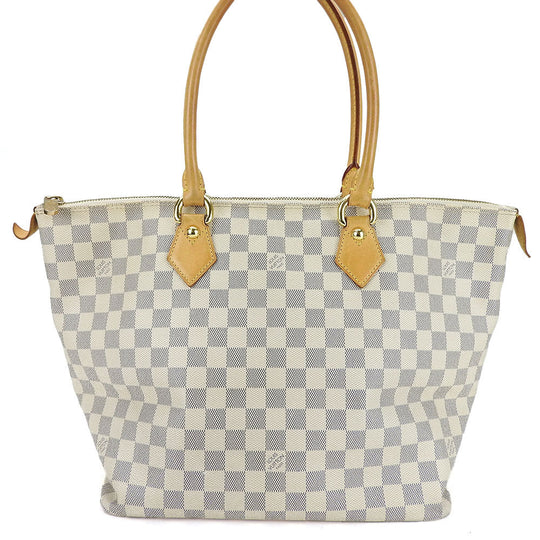 LOUIS VUITTON Handbag N51185 Damier Azur, Tanned Leather white SaleyaMM Women Used Authentic
