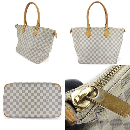 LOUIS VUITTON Handbag N51185 Damier Azur, Tanned Leather white SaleyaMM Women Used Authentic