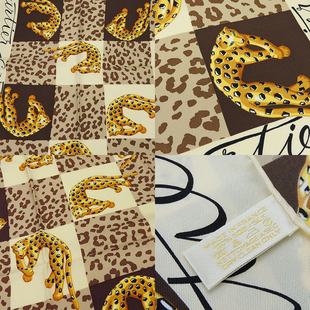 CARTIER scarf silk beige Must Women Used Authentic