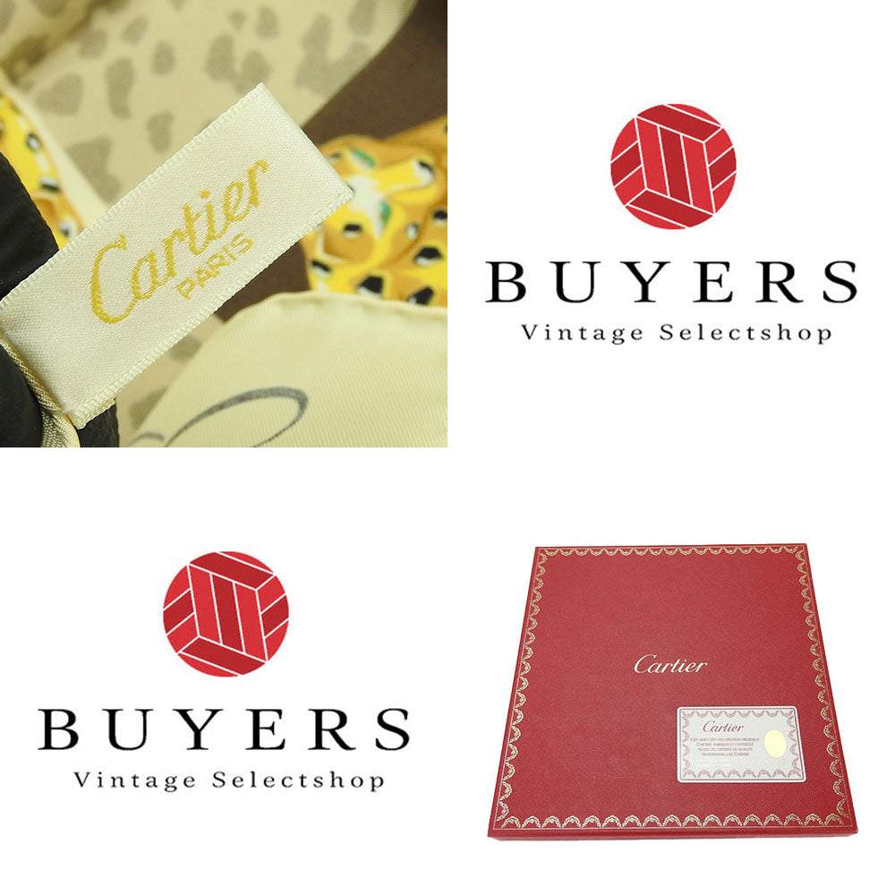 CARTIER scarf silk beige Must Women Used Authentic