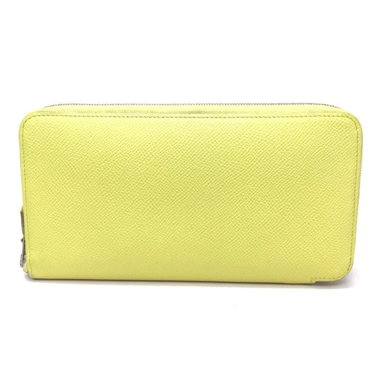 HERMES Long Wallet Purse Epsom, Silk yellow Silk in Azap Long Women Used Authentic