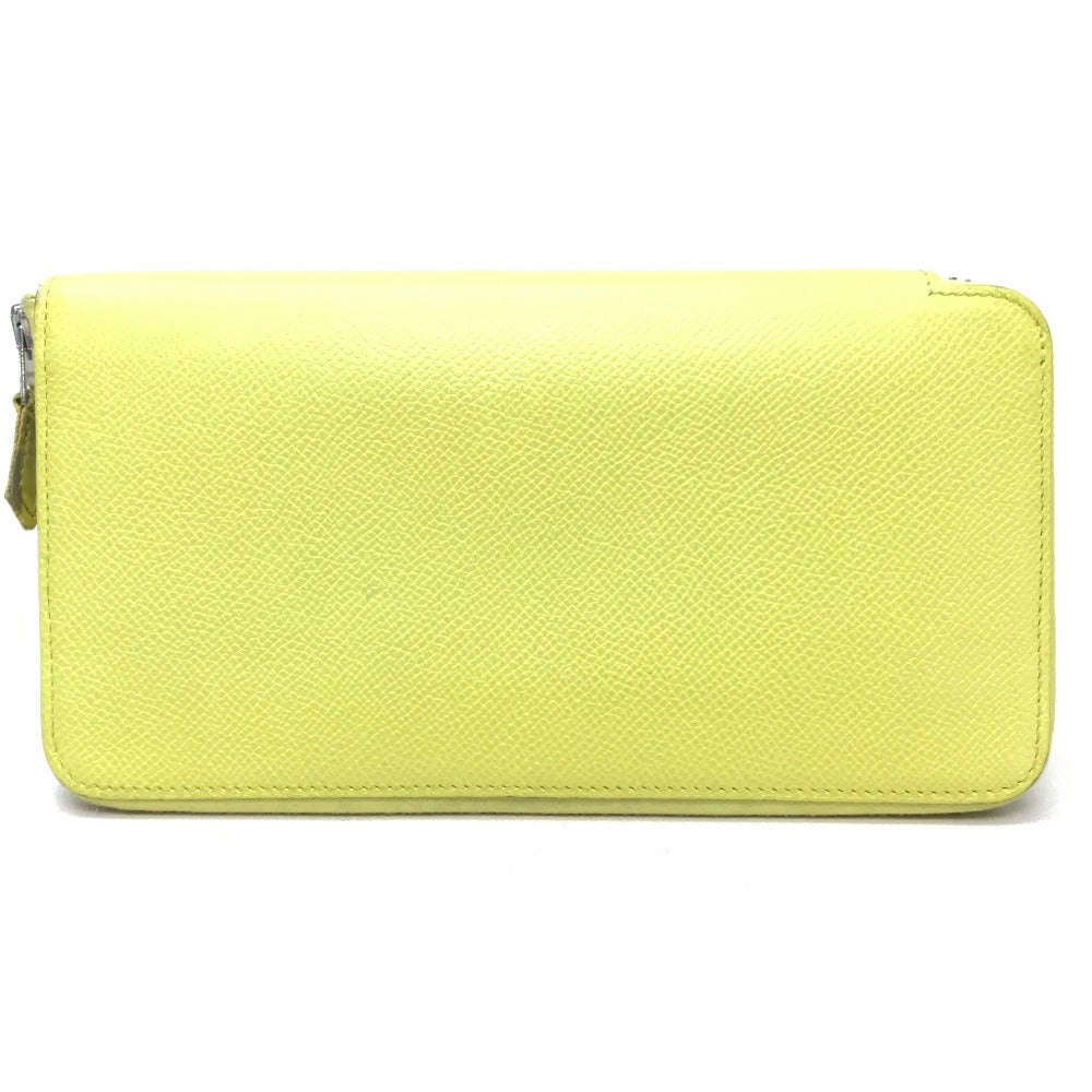 HERMES Long Wallet Purse Epsom, Silk yellow Silk in Azap Long Women Used Authentic