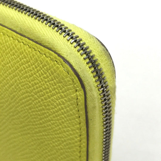 HERMES Long Wallet Purse Epsom, Silk yellow Silk in Azap Long Women Used Authentic