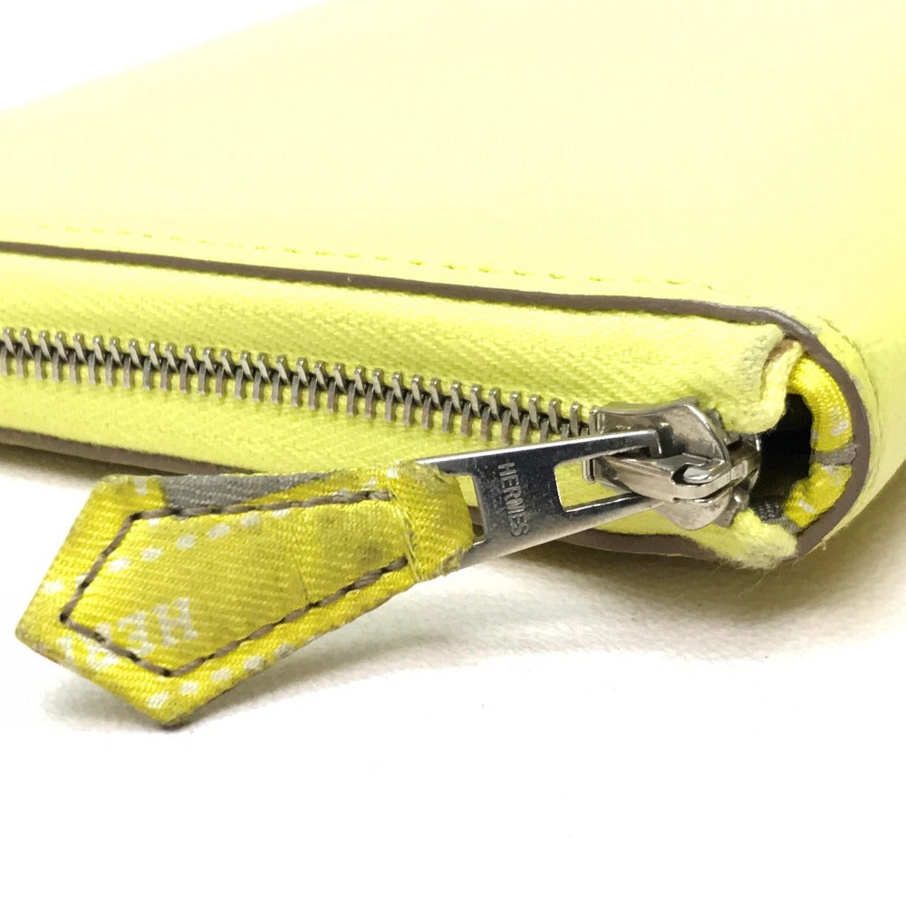 HERMES Long Wallet Purse Epsom, Silk yellow Silk in Azap Long Women Used Authentic