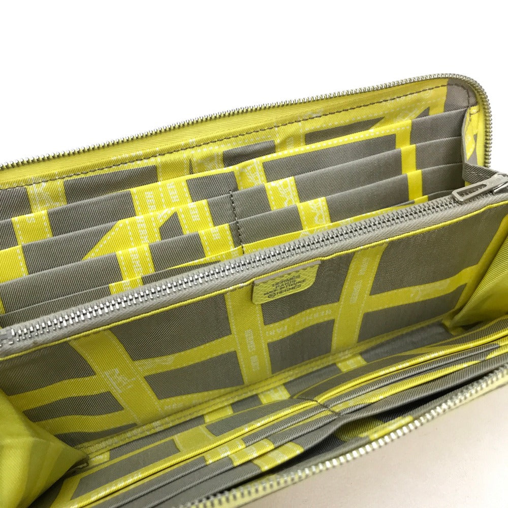 HERMES Long Wallet Purse Epsom, Silk yellow Silk in Azap Long Women Used Authentic