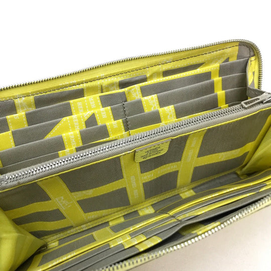 HERMES Long Wallet Purse Epsom, Silk yellow Silk in Azap Long Women Used Authentic