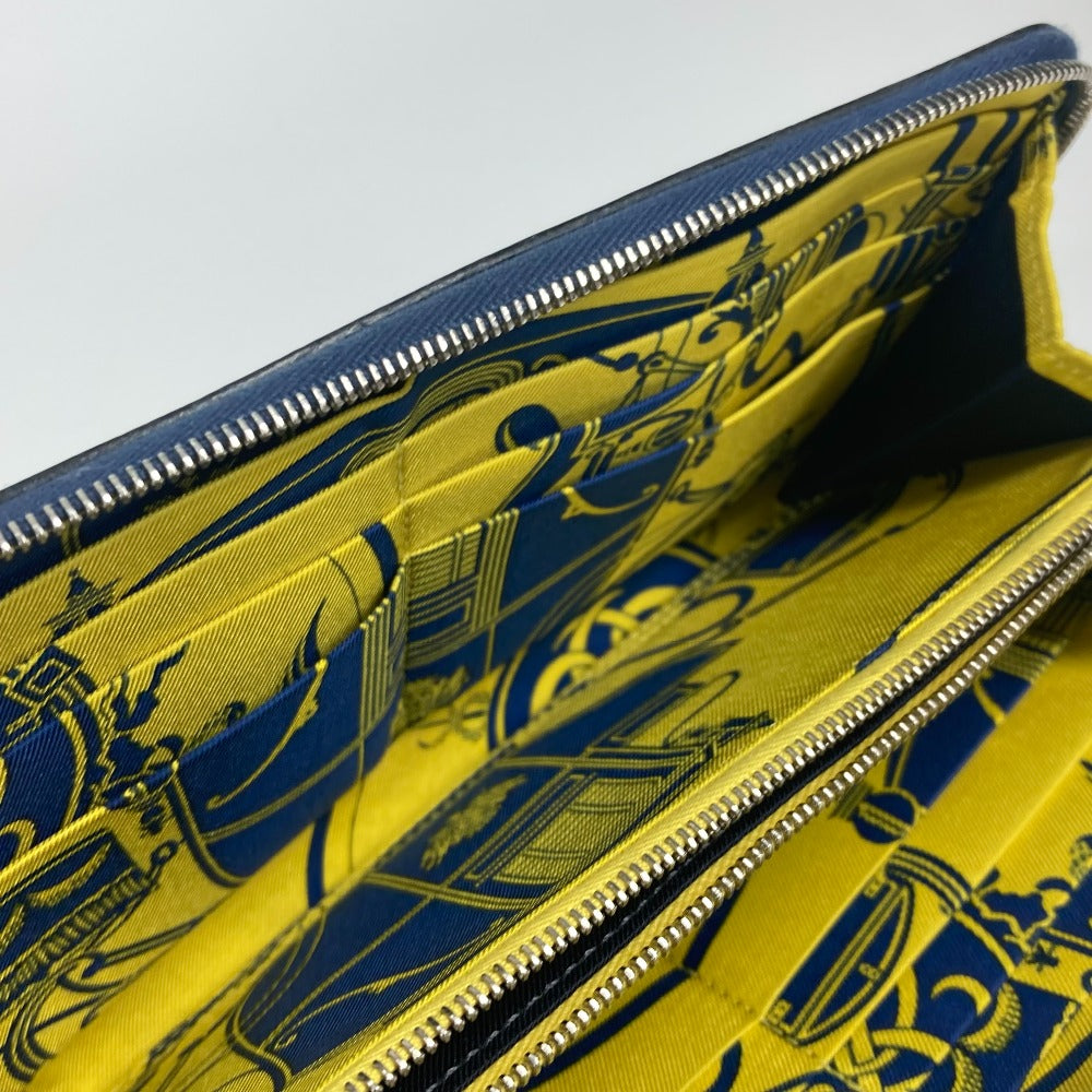 HERMES Long Wallet Purse Epsom Navy Long wallet Azap Long Silk Inn Women Used Authentic