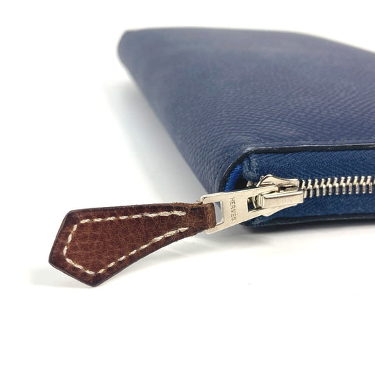 HERMES Long Wallet Purse Epsom Navy Long wallet Azap Long Silk Inn Women Used Authentic
