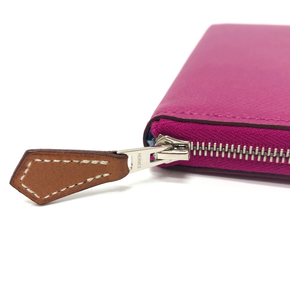 HERMES Long Wallet Purse Epsom purple Azap Long Silk Inn Women Used Authentic