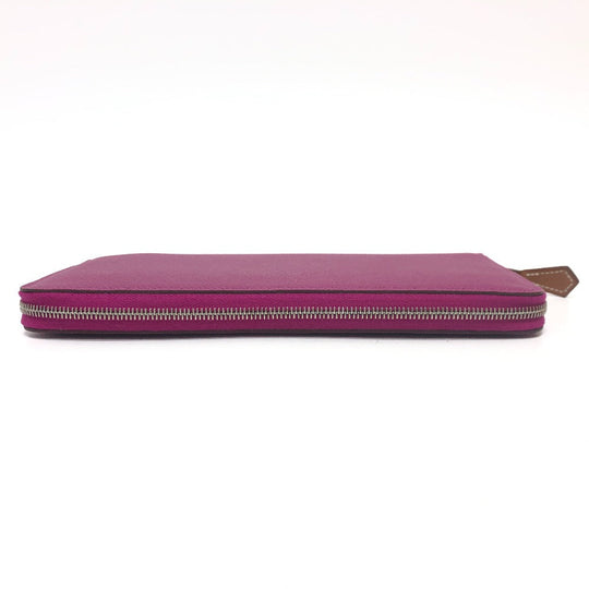 HERMES Long Wallet Purse Epsom purple Azap Long Silk Inn Women Used Authentic