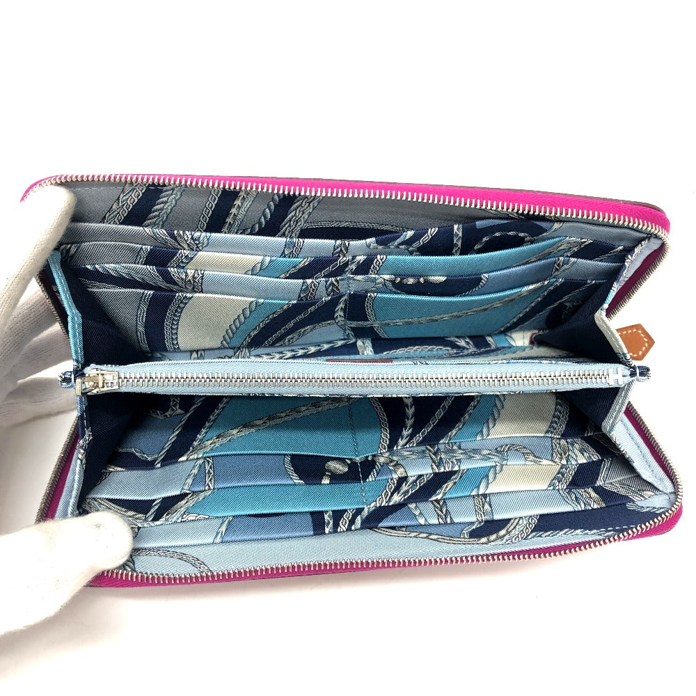 HERMES Long Wallet Purse Epsom purple Azap Long Silk Inn Women Used Authentic