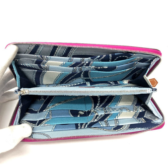 HERMES Long Wallet Purse Epsom purple Azap Long Silk Inn Women Used Authentic