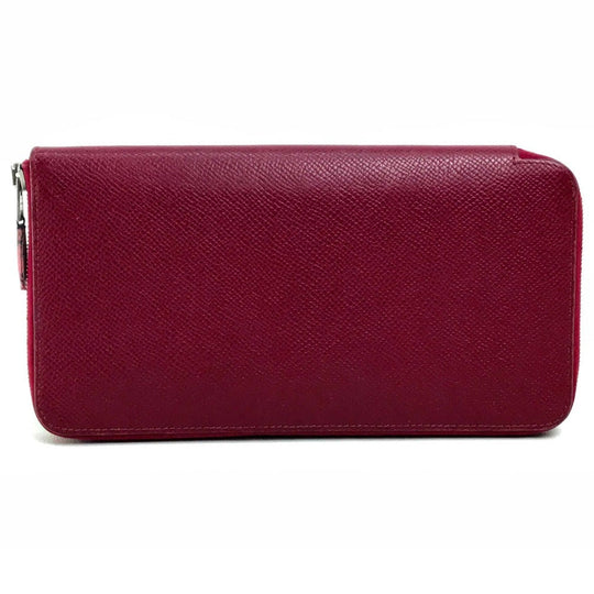HERMES Long Wallet Purse Epsom Ruby Silk in Azap Long Women Used Authentic