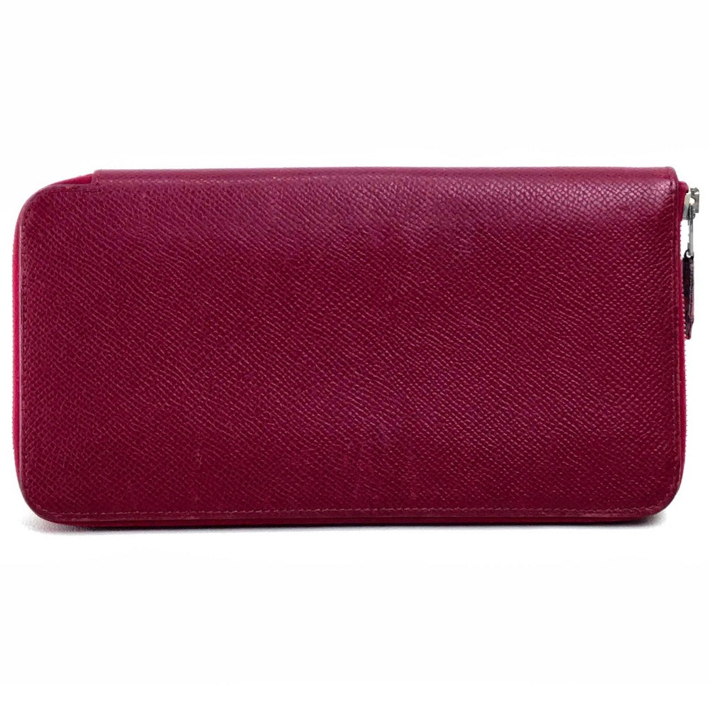 HERMES Long Wallet Purse Epsom Ruby Silk in Azap Long Women Used Authentic