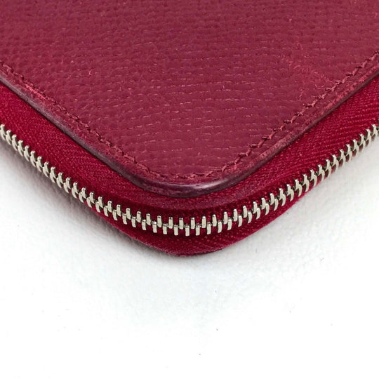 HERMES Long Wallet Purse Epsom Ruby Silk in Azap Long Women Used Authentic