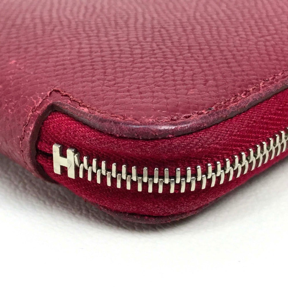 HERMES Long Wallet Purse Epsom Ruby Silk in Azap Long Women Used Authentic