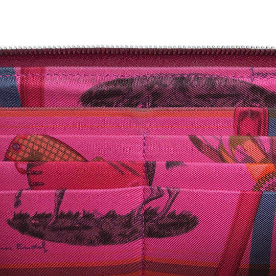 HERMES Long Wallet Purse Epsom Ruby Silk in Azap Long Women Used Authentic