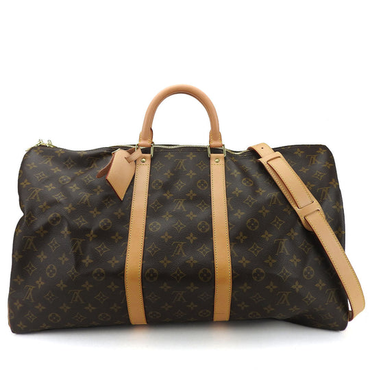 LOUIS VUITTON Boston Duffel bag M41414 Monogram, Tanned Leather Brown Keepall 55 bandouliere unisex(Unisex) Used Authentic