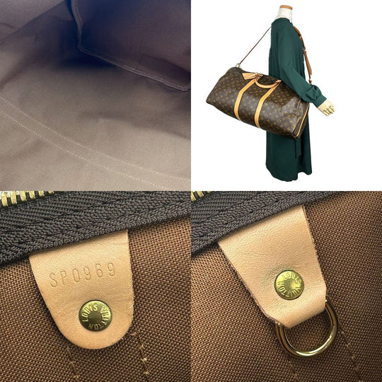 LOUIS VUITTON Boston Duffel bag M41414 Monogram, Tanned Leather Brown Keepall 55 bandouliere unisex(Unisex) Used Authentic