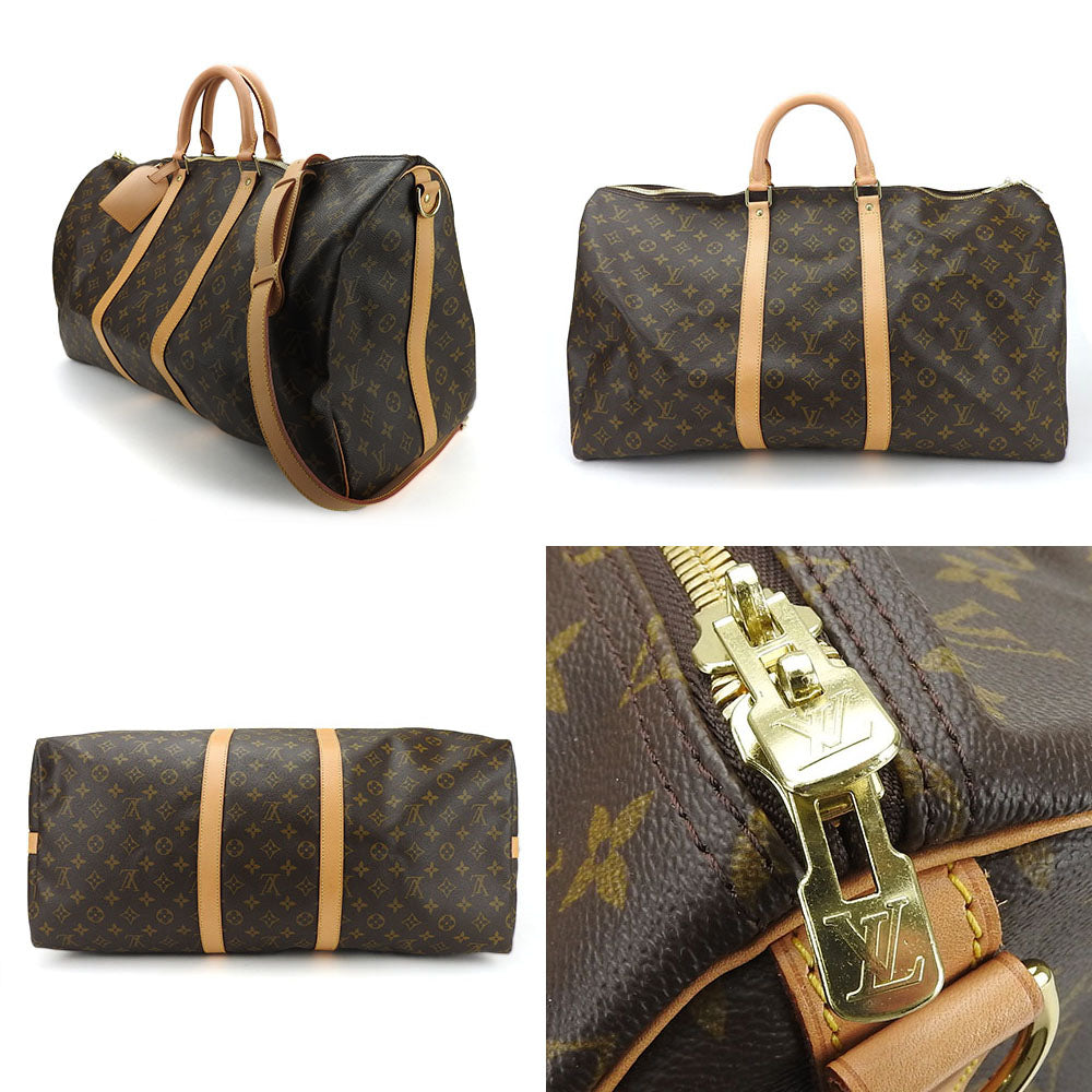 LOUIS VUITTON Boston Duffel bag M41414 Monogram, Tanned Leather Brown Keepall 55 bandouliere unisex(Unisex) Used Authentic