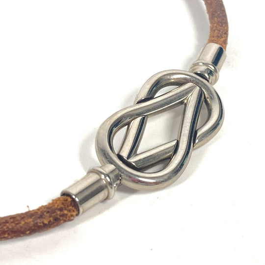 HERMES choker leather Brown Necklace Head mens Used Authentic