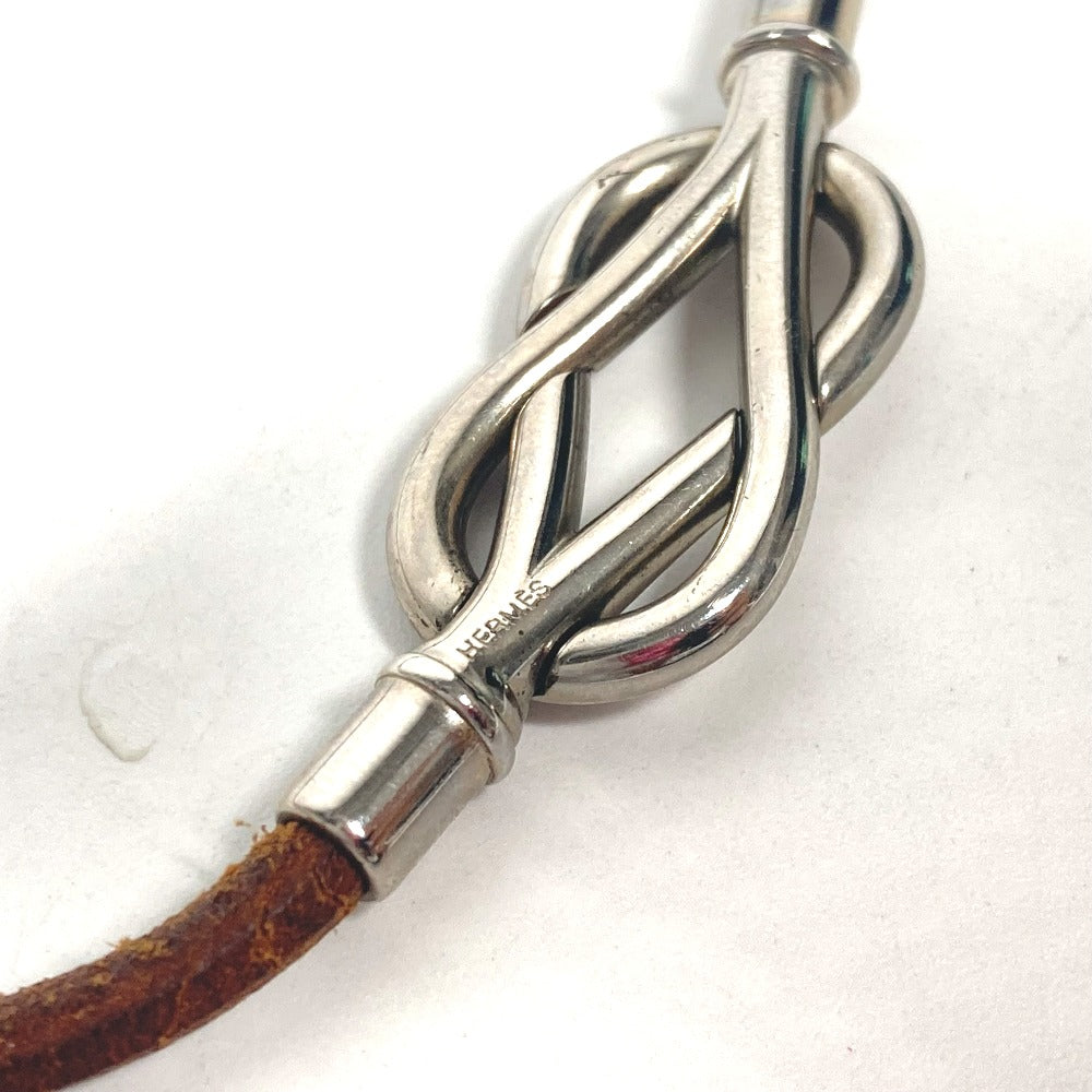 HERMES choker leather Brown Necklace Head mens Used Authentic