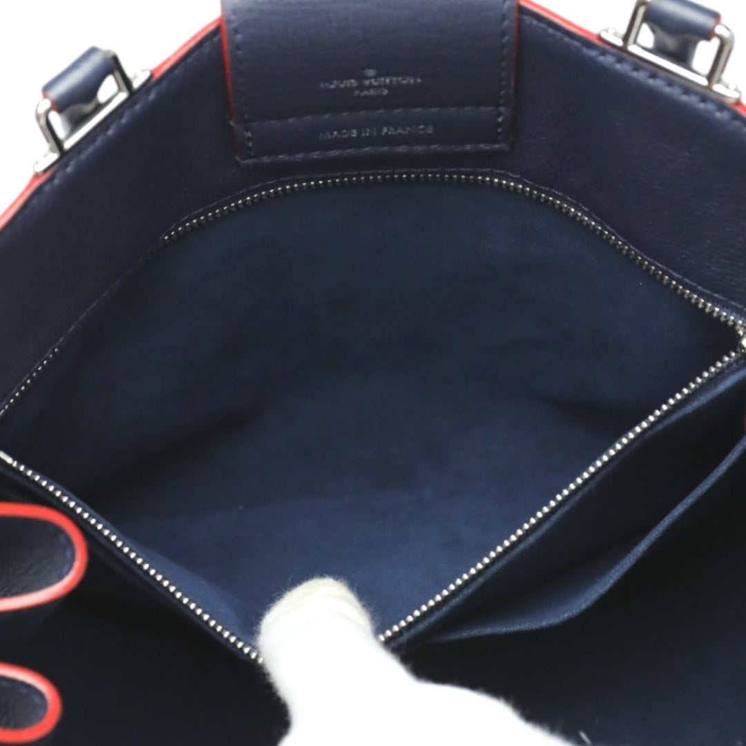 LOUIS VUITTON Handbag M53645 Calfskin Navy x red 2WAY bag Rock Me Day Marine Rouge Women Used Authentic
