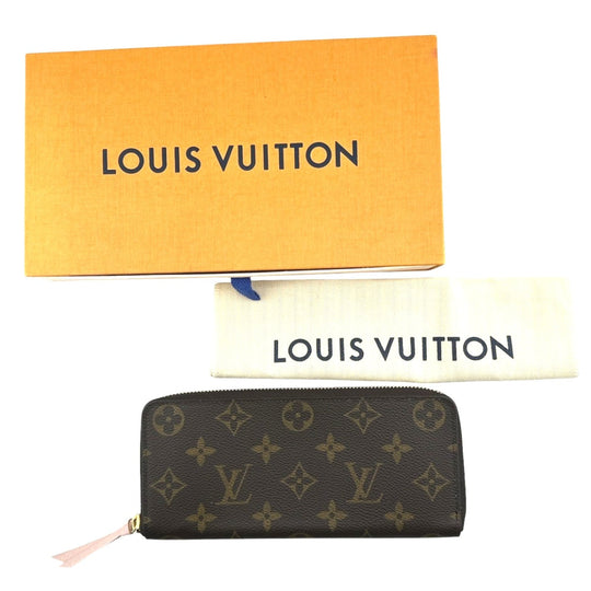 LOUIS VUITTON Long Wallet Purse M61298 Monogram canvas Rose valerine Clemence Monogram Rose valerine Women Used Authentic