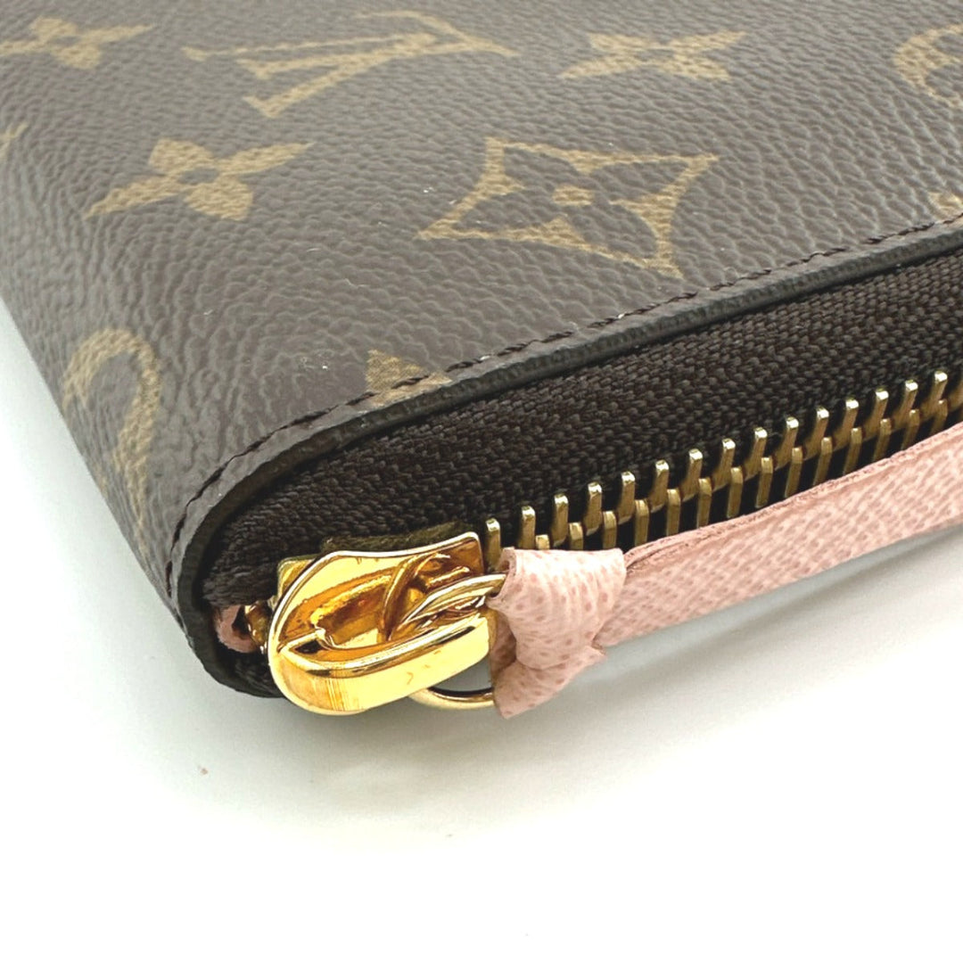 LOUIS VUITTON Long Wallet Purse M61298 Monogram canvas Rose valerine Clemence Monogram Rose valerine Women Used Authentic