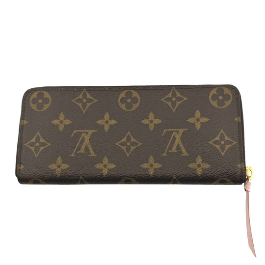 LOUIS VUITTON Long Wallet Purse M61298 Monogram canvas Rose valerine Clemence Monogram Rose valerine Women Used Authentic