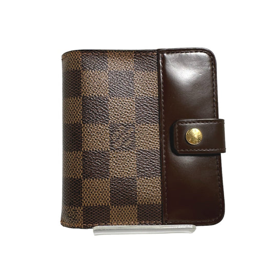 LOUIS VUITTON Bifold Wallet N61668 Damier canvas Brown Wallet with pocket zipper for cards Damier Compact zip unisex(Unisex) Used Authentic