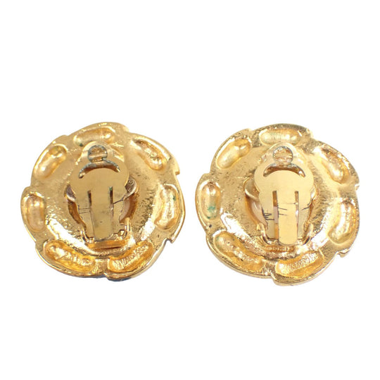 CHANEL Earring Gold Plated, Fake Pearl gold With beans, without rubber Gold Plated 93P Women Used Authentic