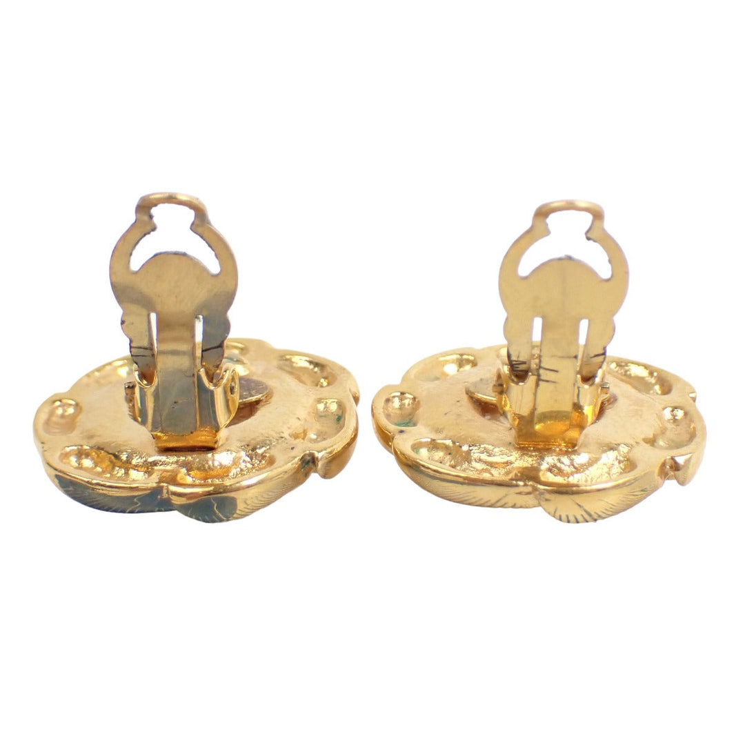 CHANEL Earring Gold Plated, Fake Pearl gold With beans, without rubber Gold Plated 93P Women Used Authentic