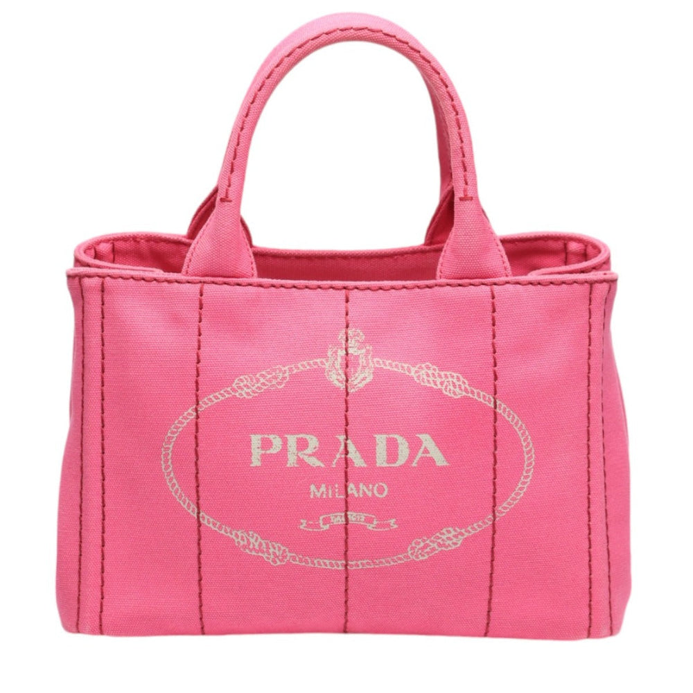 PRADA Tote Bag 1BG439 denim Fusha pink 2 way bag Canapa Women Used Authentic