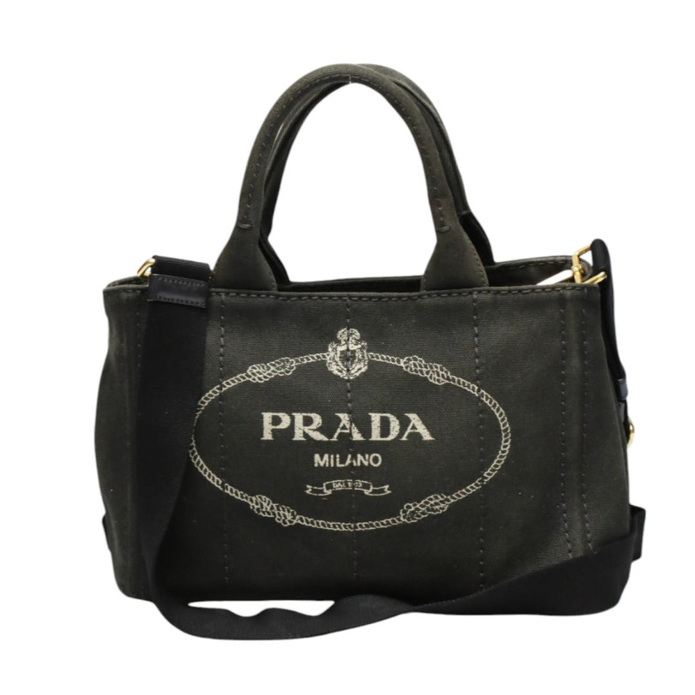 PRADA Tote Bag 1BG439 canvas black Handbag Canapa Canapa Women Used Authentic