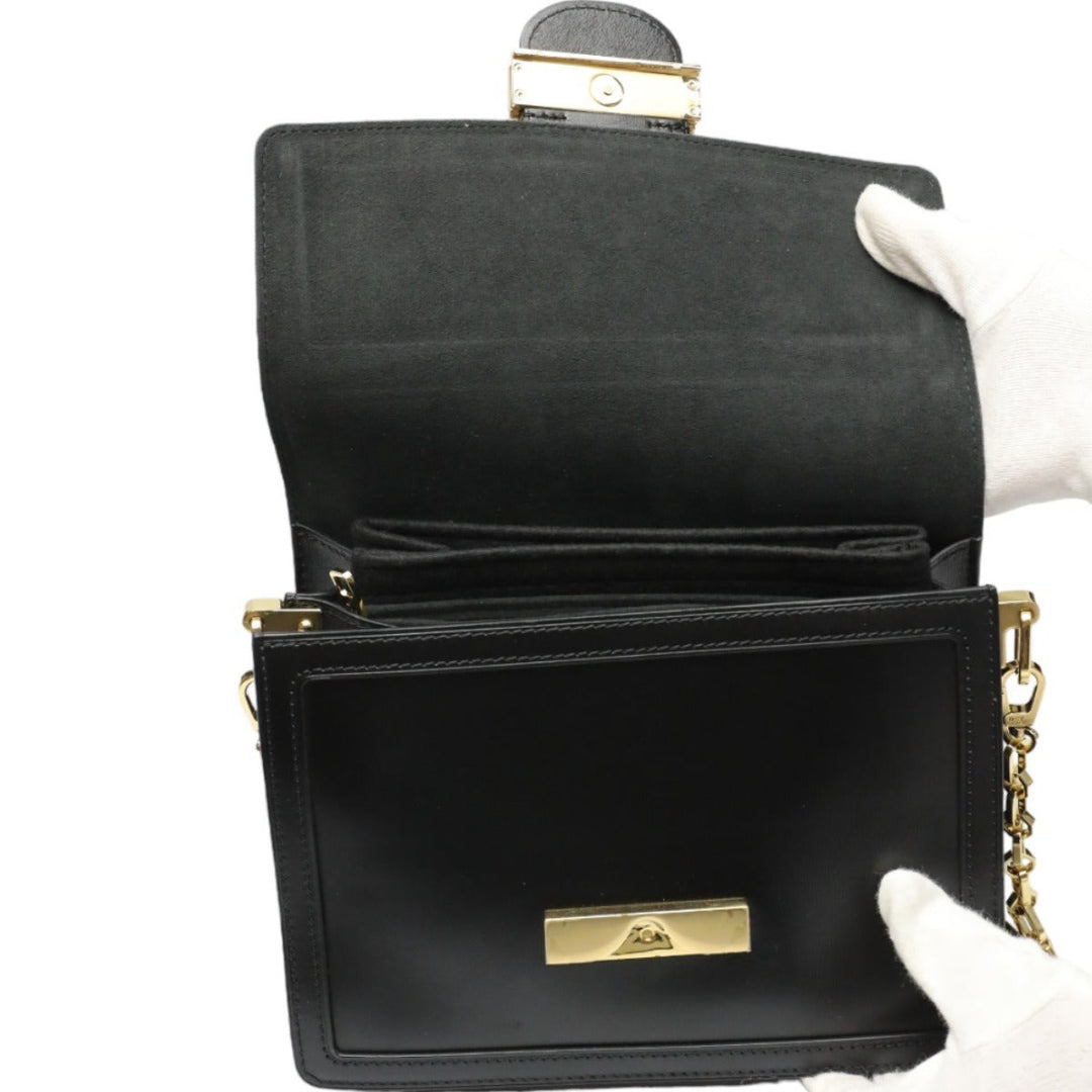 LOUIS VUITTON Shoulder Bag M55821 Calf leather Noir Chain LV Lock Dauphine MM Women Used Authentic