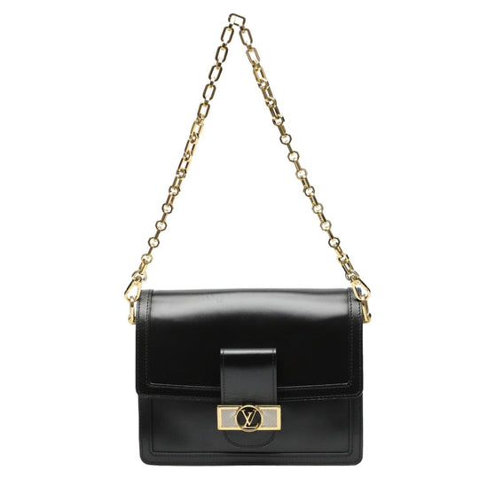 LOUIS VUITTON Shoulder Bag M55821 Calf leather Noir Chain LV Lock Dauphine MM Women Used Authentic
