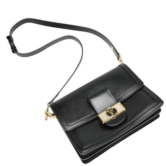 LOUIS VUITTON Shoulder Bag M55821 Calf leather Noir Chain LV Lock Dauphine MM Women Used Authentic