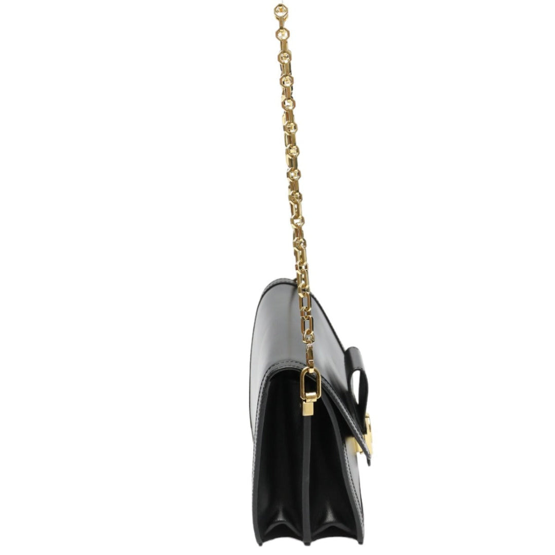 LOUIS VUITTON Shoulder Bag M55821 Calf leather Noir Chain LV Lock Dauphine MM Women Used Authentic