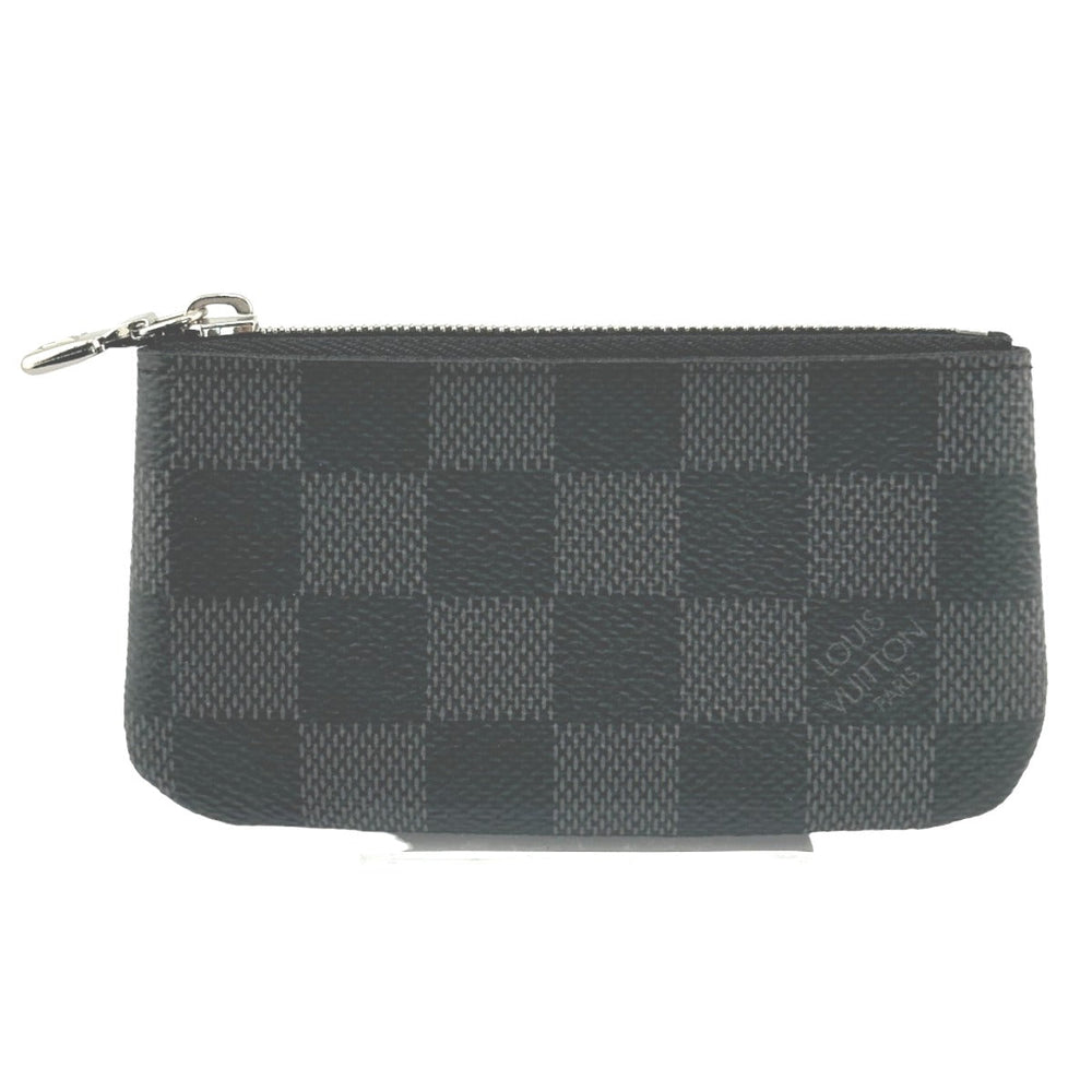 LOUIS VUITTON Key case Key holder  N60155 Damier Grafitto Canvas gray Key case Key holder for coin pocket Graphite Pochette Cre mens Used Authentic