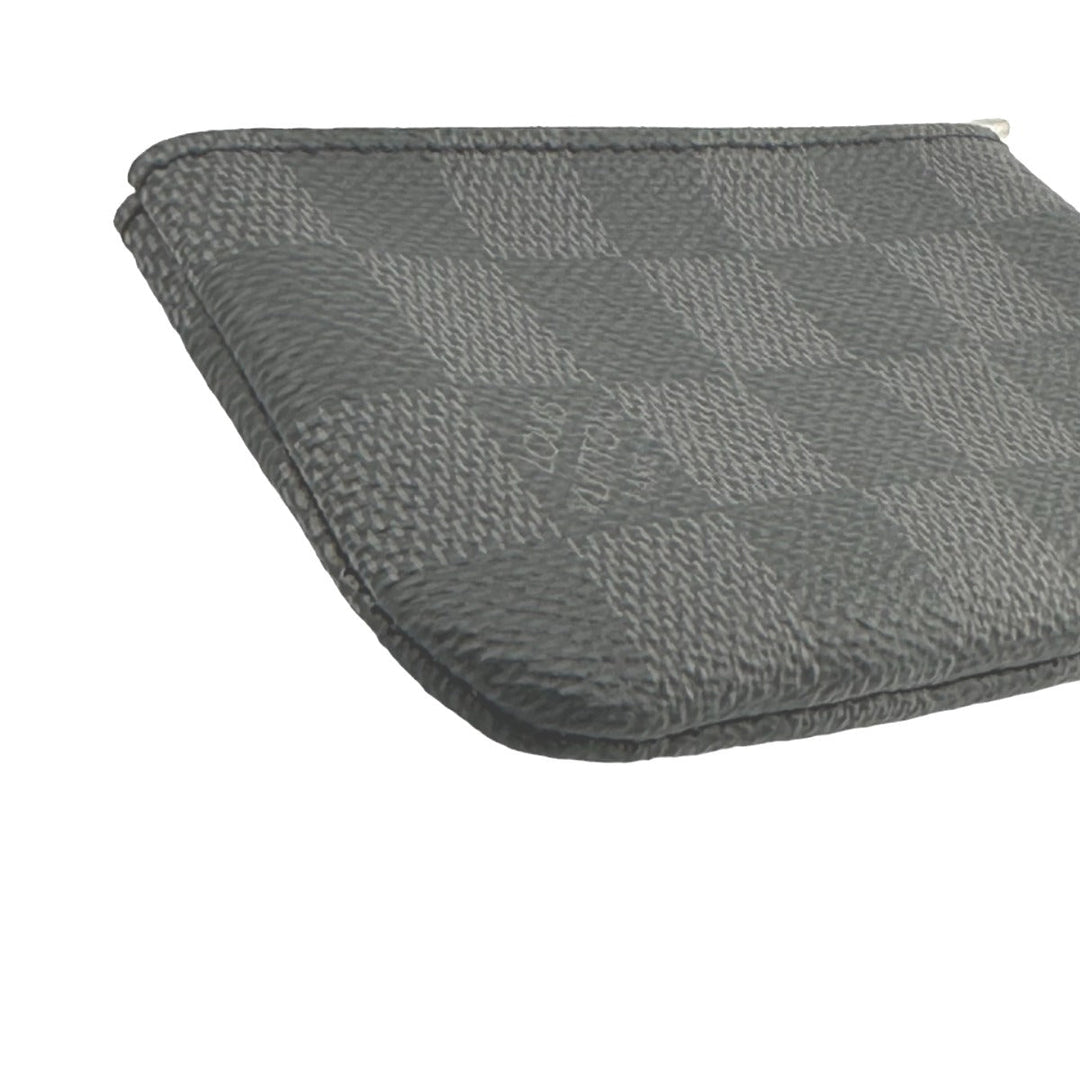 LOUIS VUITTON Key case Key holder  N60155 Damier Grafitto Canvas gray Key case Key holder for coin pocket Graphite Pochette Cre mens Used Authentic
