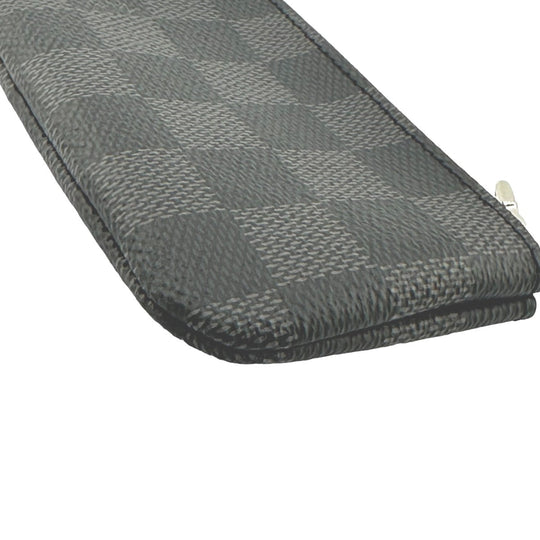 LOUIS VUITTON Key case Key holder  N60155 Damier Grafitto Canvas gray Key case Key holder for coin pocket Graphite Pochette Cre mens Used Authentic