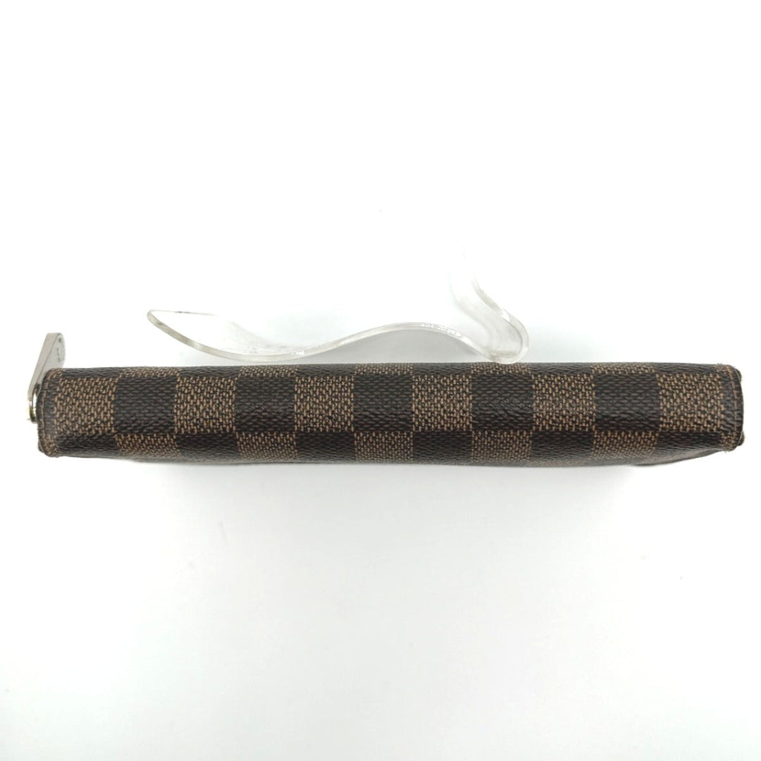 LOUIS VUITTON Long Wallet Purse N60015 Damier canvas Ebene Zip Around Damier Zippy wallet unisex(Unisex) Used Authentic