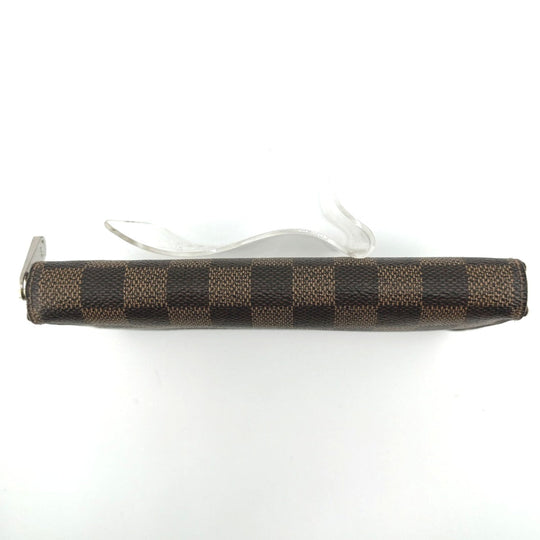 LOUIS VUITTON Long Wallet Purse N60015 Damier canvas Ebene Zip Around Damier Zippy wallet unisex(Unisex) Used Authentic
