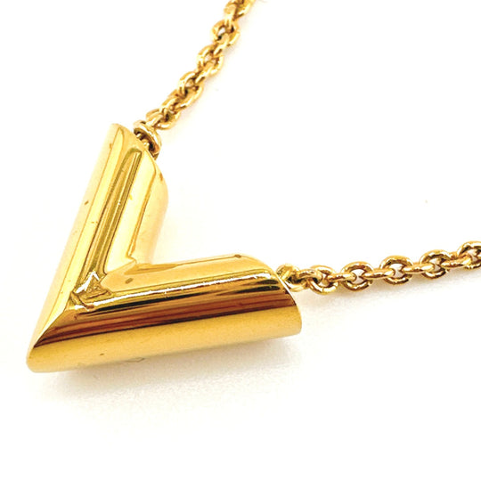 LOUIS VUITTON Necklace M61083 Gold Plated gold Necklace Adjustable length Essential V Women Used Authentic